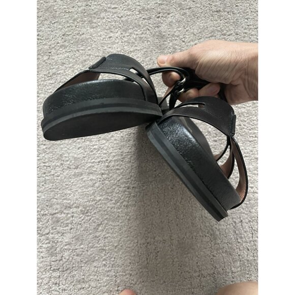 Anthropologie Bibi Lou Cutout Slide Sandals Oxford Black Leather 38 EU 7.5-8 US - Picture 5 of 7